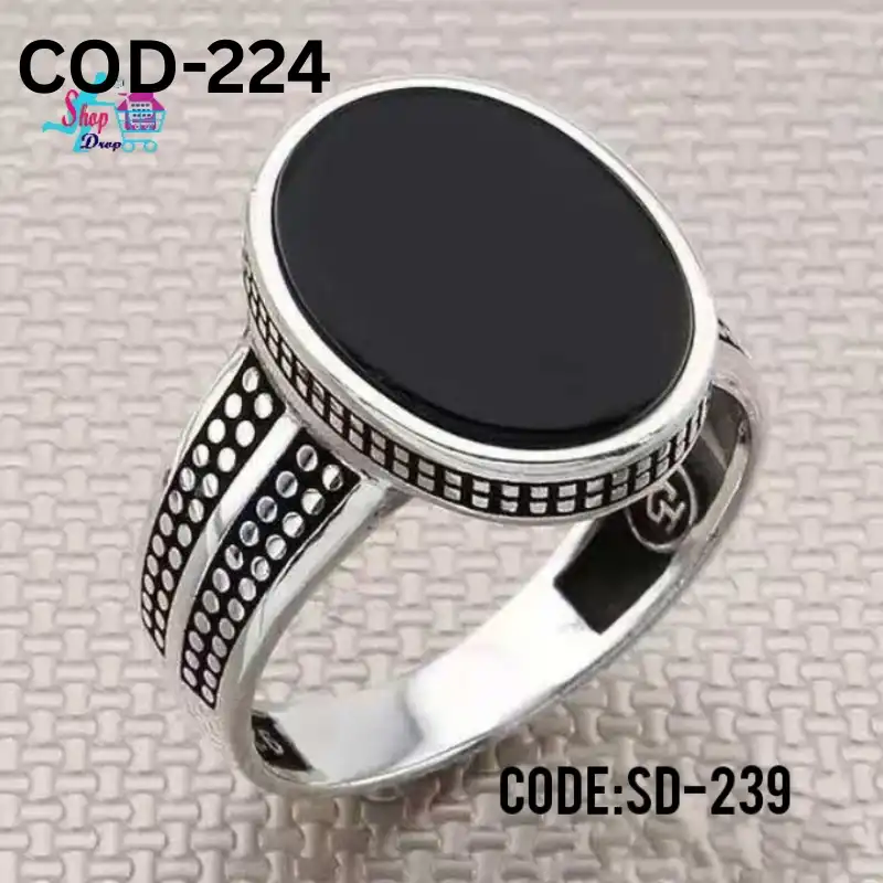 Vip 316L Black Stone Finger Ring-224